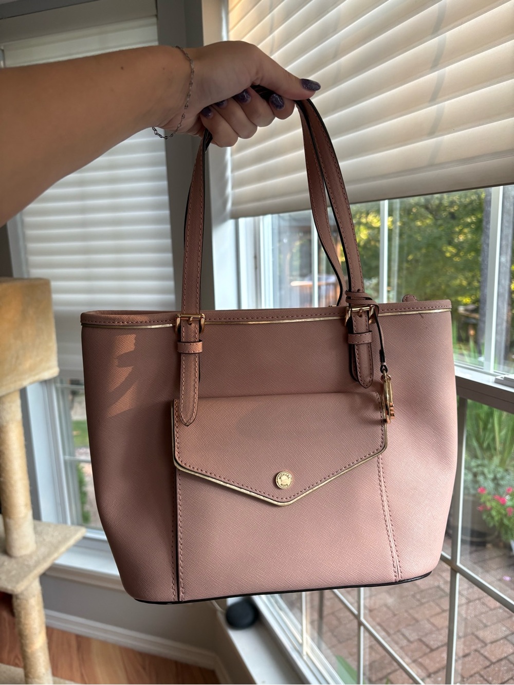 michael kors Blush Pink Tote Bag with Front Pocket